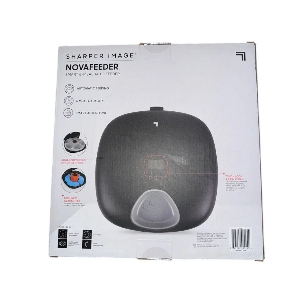 Sharper Image Smart 6-Meal Auto Pet Feeder Cordless Rechargeable Dog cat 3‎ cup